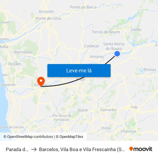 Parada do Bouro to Barcelos, Vila Boa e Vila Frescainha (São Martinho e São Pedro) map