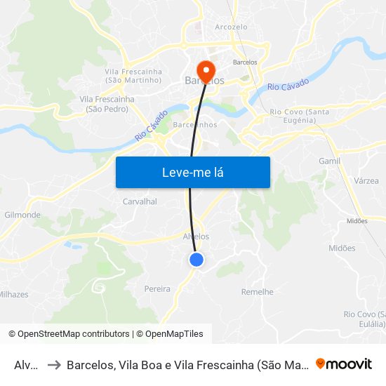 Alvelos to Barcelos, Vila Boa e Vila Frescainha (São Martinho e São Pedro) map
