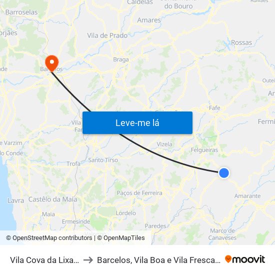 Vila Cova da Lixa e Borba de Godim to Barcelos, Vila Boa e Vila Frescainha (São Martinho e São Pedro) map