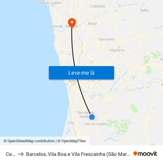 Cesar to Barcelos, Vila Boa e Vila Frescainha (São Martinho e São Pedro) map