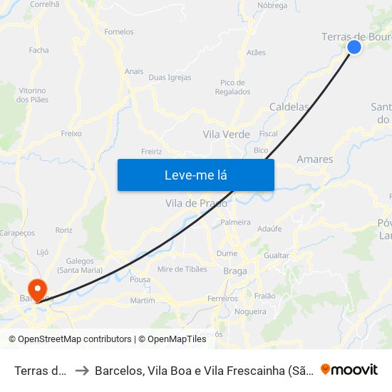 Terras de Bouro to Barcelos, Vila Boa e Vila Frescainha (São Martinho e São Pedro) map