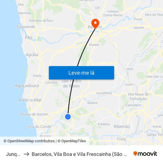 Junqueira to Barcelos, Vila Boa e Vila Frescainha (São Martinho e São Pedro) map