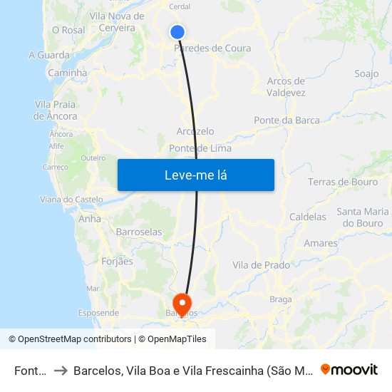 Fontoura to Barcelos, Vila Boa e Vila Frescainha (São Martinho e São Pedro) map