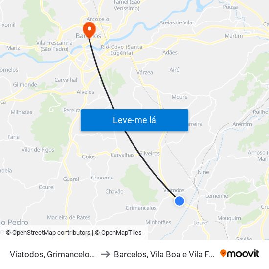 Viatodos, Grimancelos, Minhotães e Monte de Fralães to Barcelos, Vila Boa e Vila Frescainha (São Martinho e São Pedro) map
