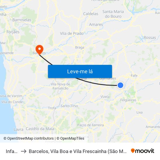Infantas to Barcelos, Vila Boa e Vila Frescainha (São Martinho e São Pedro) map