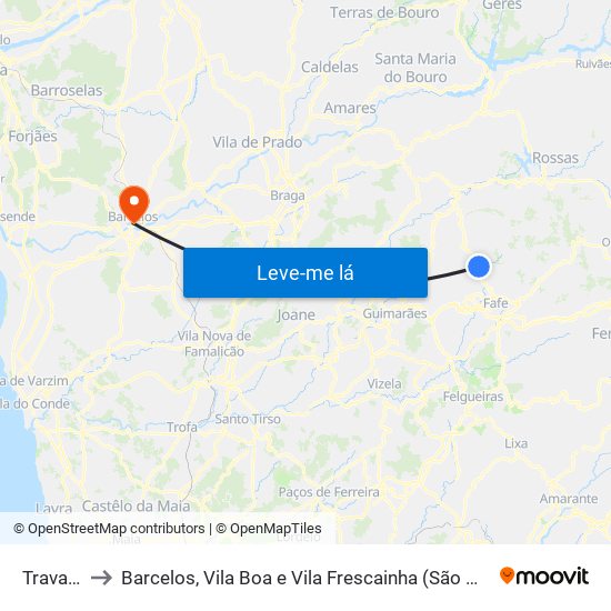 Travassós to Barcelos, Vila Boa e Vila Frescainha (São Martinho e São Pedro) map