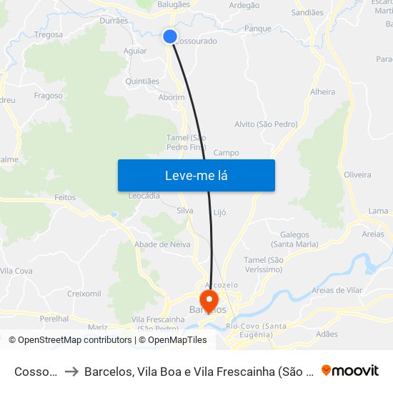 Cossourado to Barcelos, Vila Boa e Vila Frescainha (São Martinho e São Pedro) map