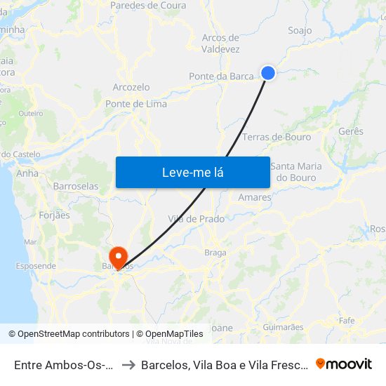 Entre Ambos-Os-Rios, Ermida e Germil to Barcelos, Vila Boa e Vila Frescainha (São Martinho e São Pedro) map