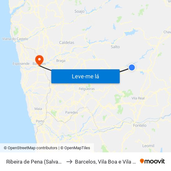 Ribeira de Pena (Salvador) e Santo Aleixo de Além-Tâmega to Barcelos, Vila Boa e Vila Frescainha (São Martinho e São Pedro) map