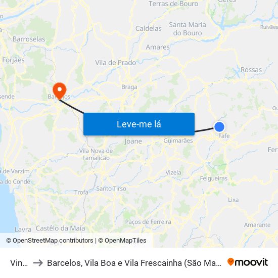 Vinhós to Barcelos, Vila Boa e Vila Frescainha (São Martinho e São Pedro) map