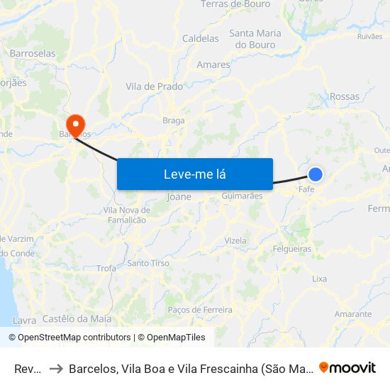 Revelhe to Barcelos, Vila Boa e Vila Frescainha (São Martinho e São Pedro) map