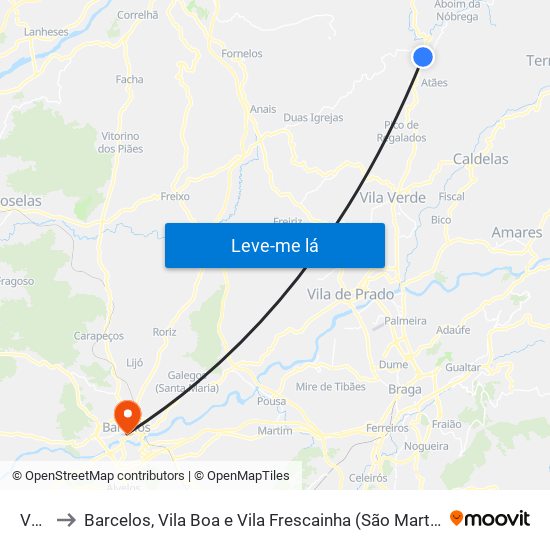 Vade to Barcelos, Vila Boa e Vila Frescainha (São Martinho e São Pedro) map
