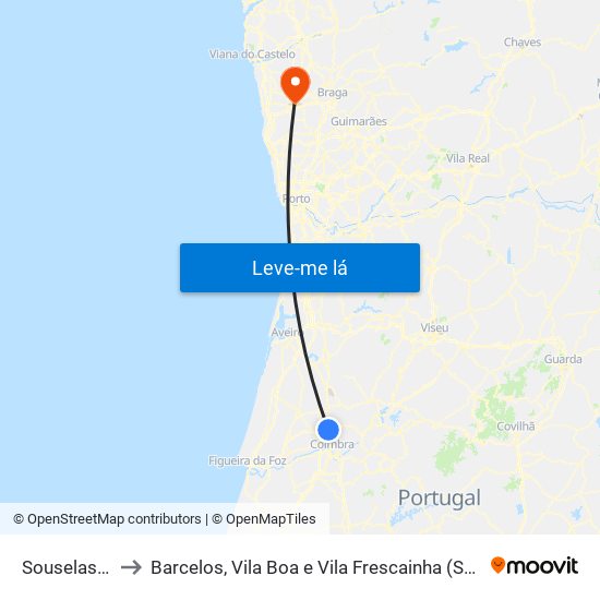 Souselas e Botão to Barcelos, Vila Boa e Vila Frescainha (São Martinho e São Pedro) map
