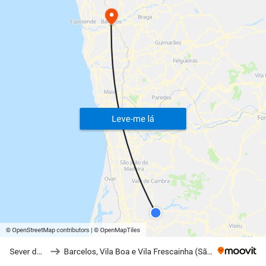 Sever do Vouga to Barcelos, Vila Boa e Vila Frescainha (São Martinho e São Pedro) map
