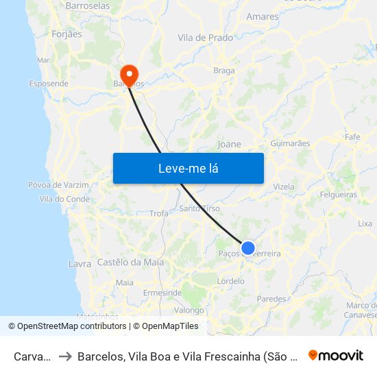 Carvalhosa to Barcelos, Vila Boa e Vila Frescainha (São Martinho e São Pedro) map