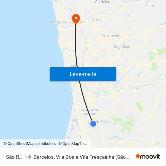 São Roque to Barcelos, Vila Boa e Vila Frescainha (São Martinho e São Pedro) map