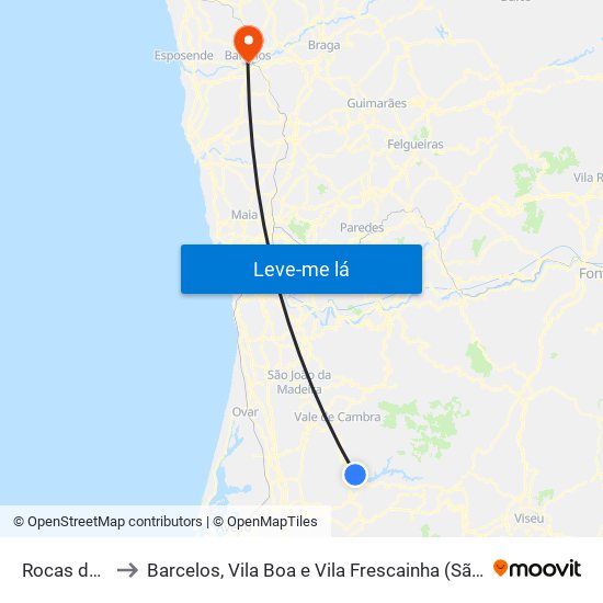 Rocas do Vouga to Barcelos, Vila Boa e Vila Frescainha (São Martinho e São Pedro) map