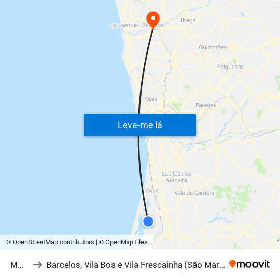 Monte to Barcelos, Vila Boa e Vila Frescainha (São Martinho e São Pedro) map