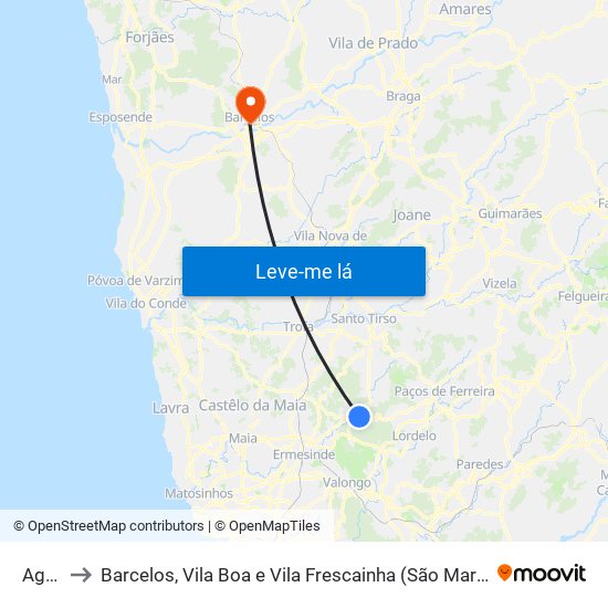 Agrela to Barcelos, Vila Boa e Vila Frescainha (São Martinho e São Pedro) map