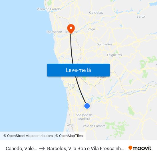 Canedo, Vale e Vila Maior to Barcelos, Vila Boa e Vila Frescainha (São Martinho e São Pedro) map