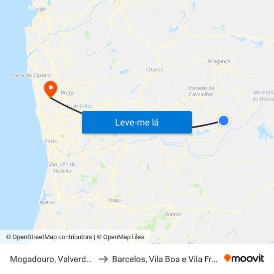 Mogadouro, Valverde, Vale de Porco e Vilar de Rei to Barcelos, Vila Boa e Vila Frescainha (São Martinho e São Pedro) map