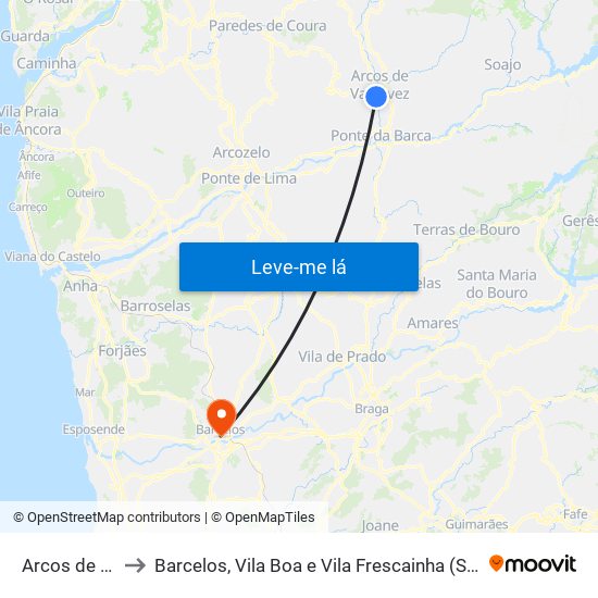 Arcos de Valdevez to Barcelos, Vila Boa e Vila Frescainha (São Martinho e São Pedro) map