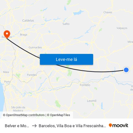 Belver e Mogo de Malta to Barcelos, Vila Boa e Vila Frescainha (São Martinho e São Pedro) map