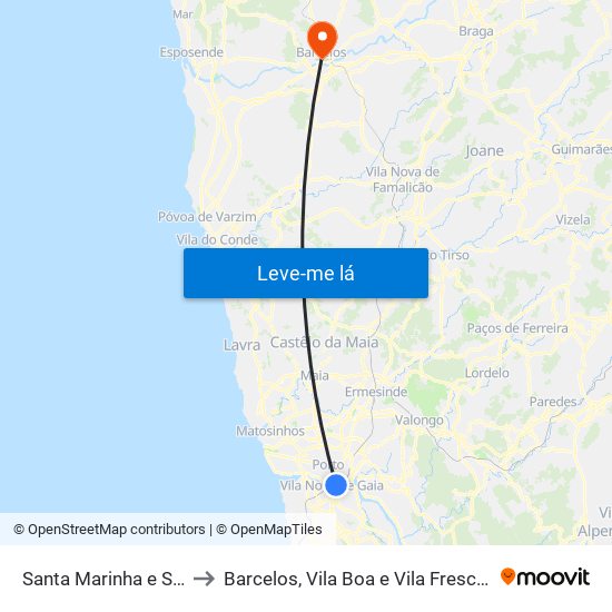 Santa Marinha e São Pedro da Afurada to Barcelos, Vila Boa e Vila Frescainha (São Martinho e São Pedro) map