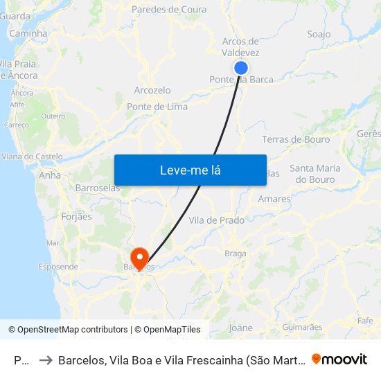 Paçô to Barcelos, Vila Boa e Vila Frescainha (São Martinho e São Pedro) map