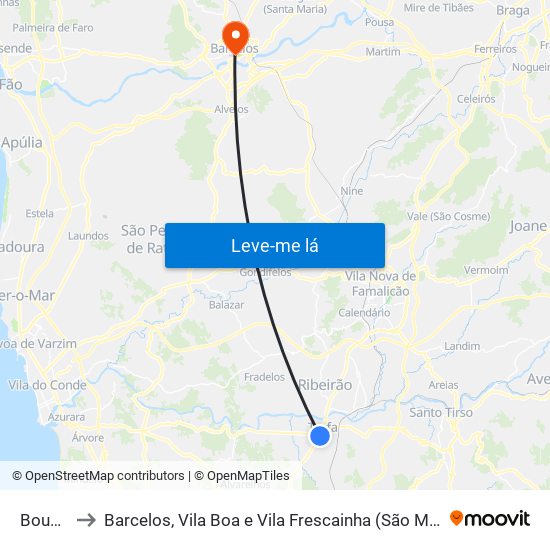 Bougado to Barcelos, Vila Boa e Vila Frescainha (São Martinho e São Pedro) map