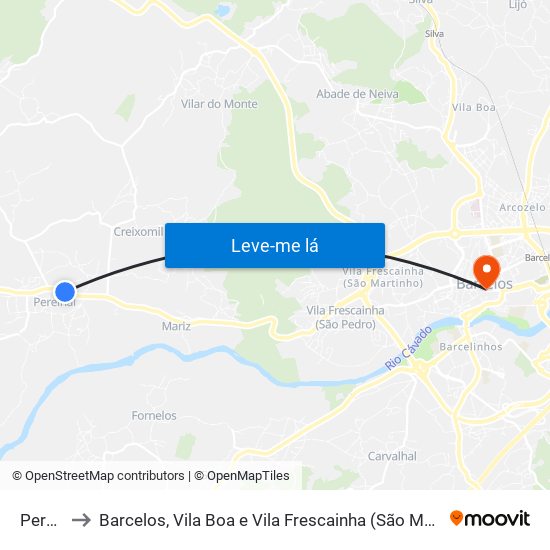 Perelhal to Barcelos, Vila Boa e Vila Frescainha (São Martinho e São Pedro) map