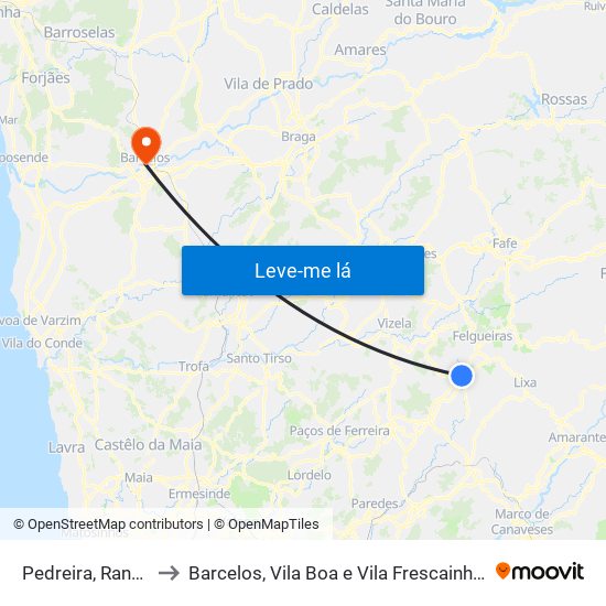 Pedreira, Rande e Sernande to Barcelos, Vila Boa e Vila Frescainha (São Martinho e São Pedro) map