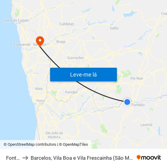 Fontelas to Barcelos, Vila Boa e Vila Frescainha (São Martinho e São Pedro) map