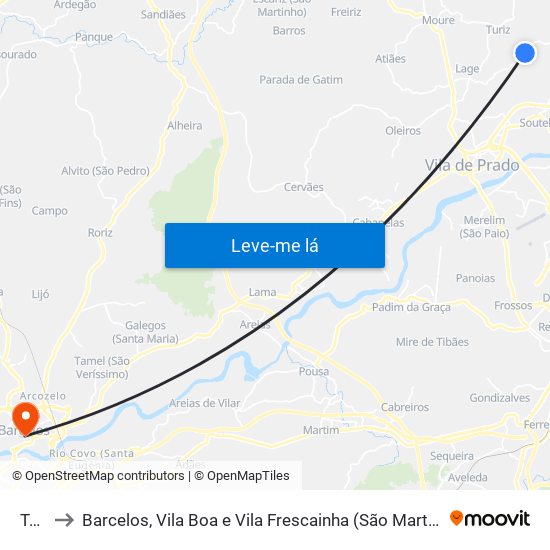 Turiz to Barcelos, Vila Boa e Vila Frescainha (São Martinho e São Pedro) map