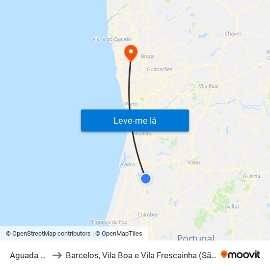 Aguada de Cima to Barcelos, Vila Boa e Vila Frescainha (São Martinho e São Pedro) map