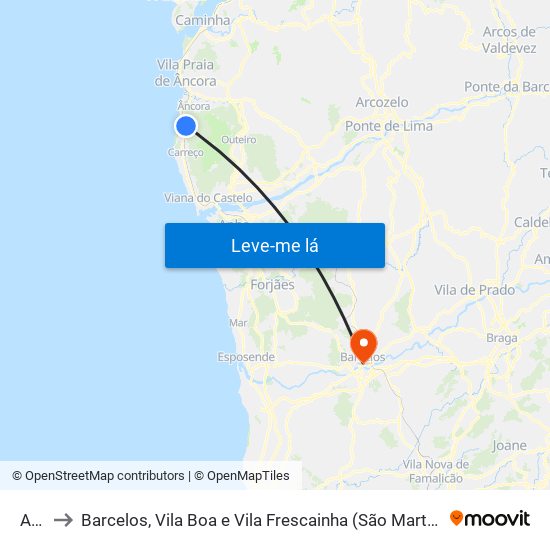 Afife to Barcelos, Vila Boa e Vila Frescainha (São Martinho e São Pedro) map