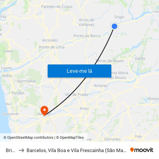 Britelo to Barcelos, Vila Boa e Vila Frescainha (São Martinho e São Pedro) map