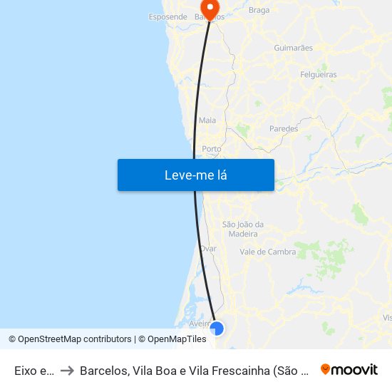 Eixo e Eirol to Barcelos, Vila Boa e Vila Frescainha (São Martinho e São Pedro) map