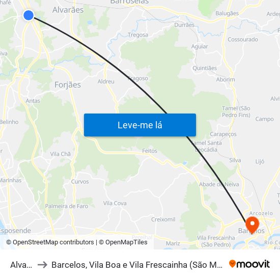 Alvarães to Barcelos, Vila Boa e Vila Frescainha (São Martinho e São Pedro) map