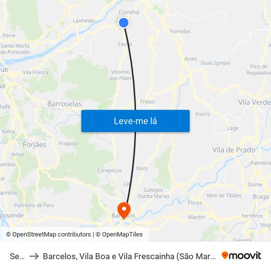 Seara to Barcelos, Vila Boa e Vila Frescainha (São Martinho e São Pedro) map