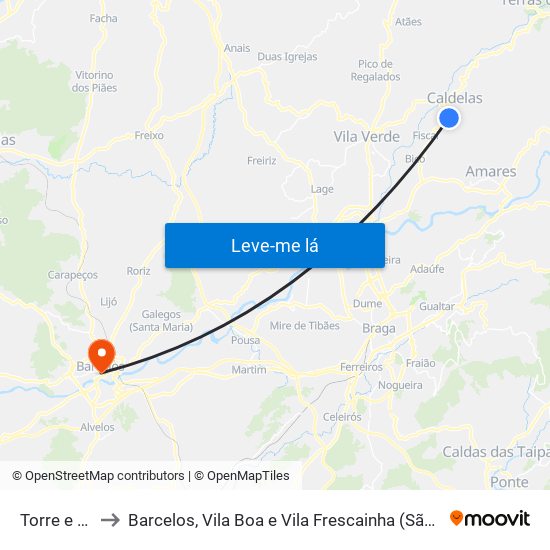 Torre e Portela to Barcelos, Vila Boa e Vila Frescainha (São Martinho e São Pedro) map