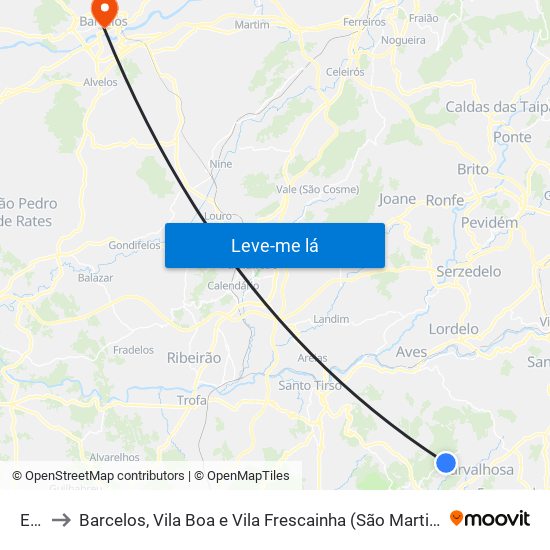 Eiriz to Barcelos, Vila Boa e Vila Frescainha (São Martinho e São Pedro) map