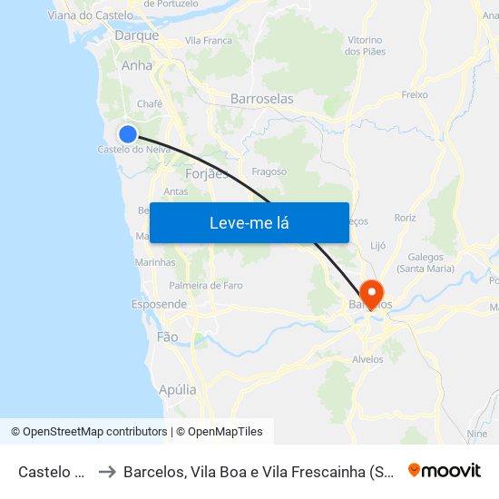 Castelo do Neiva to Barcelos, Vila Boa e Vila Frescainha (São Martinho e São Pedro) map