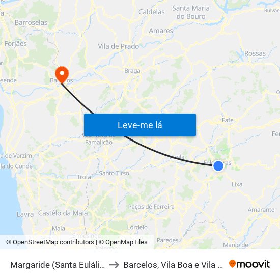 Margaride (Santa Eulália), Várzea, Lagares, Varziela e Moure to Barcelos, Vila Boa e Vila Frescainha (São Martinho e São Pedro) map