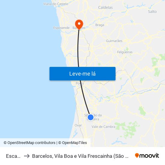 Escapães to Barcelos, Vila Boa e Vila Frescainha (São Martinho e São Pedro) map