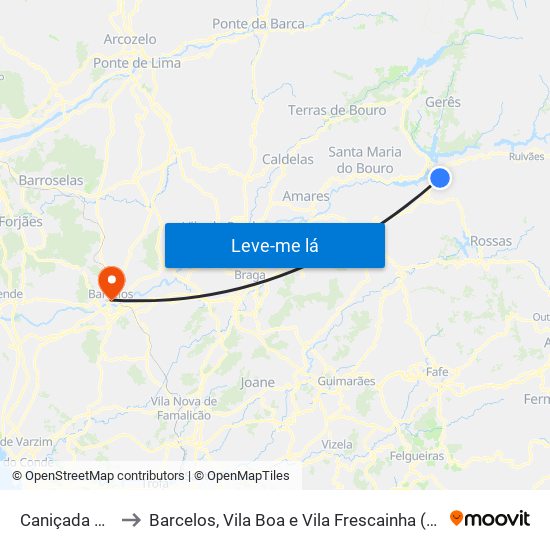 Caniçada e Soengas to Barcelos, Vila Boa e Vila Frescainha (São Martinho e São Pedro) map