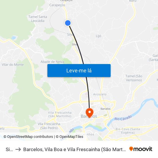 Silva to Barcelos, Vila Boa e Vila Frescainha (São Martinho e São Pedro) map