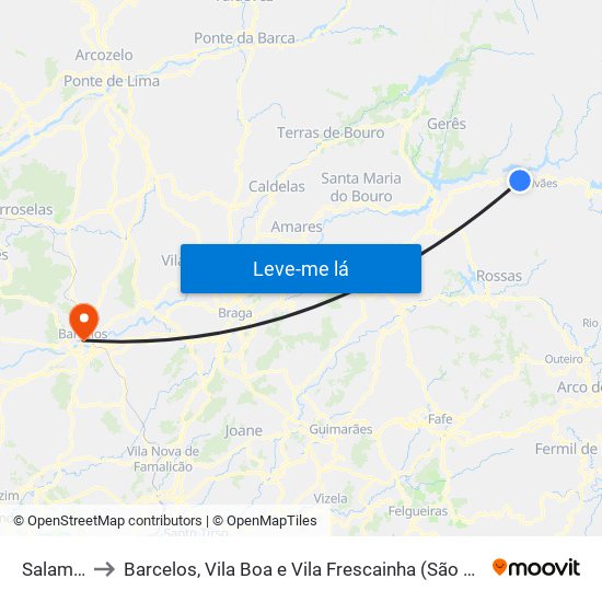 Salamonde to Barcelos, Vila Boa e Vila Frescainha (São Martinho e São Pedro) map