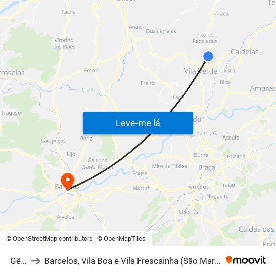 Gême to Barcelos, Vila Boa e Vila Frescainha (São Martinho e São Pedro) map