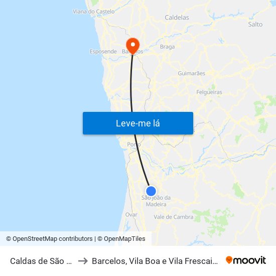 Caldas de São Jorge e Pigeiros to Barcelos, Vila Boa e Vila Frescainha (São Martinho e São Pedro) map